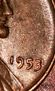 1953 WHEAT CENT ERROR DIE CHIP FILLED B" DD 1953 - Picture 1 of 6