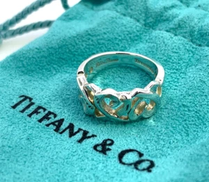 TIFFANY&Co. Triple Loving Heart Ring Paloma Picasso US 4.5 Silver Authentic - Picture 1 of 13