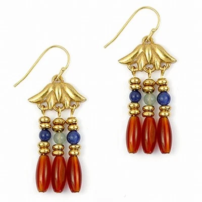 Pendientes Cleopatra Cornalina Estilo Egipcio - Cornalina, Sodalita y Aventurina Foto 1 de 4