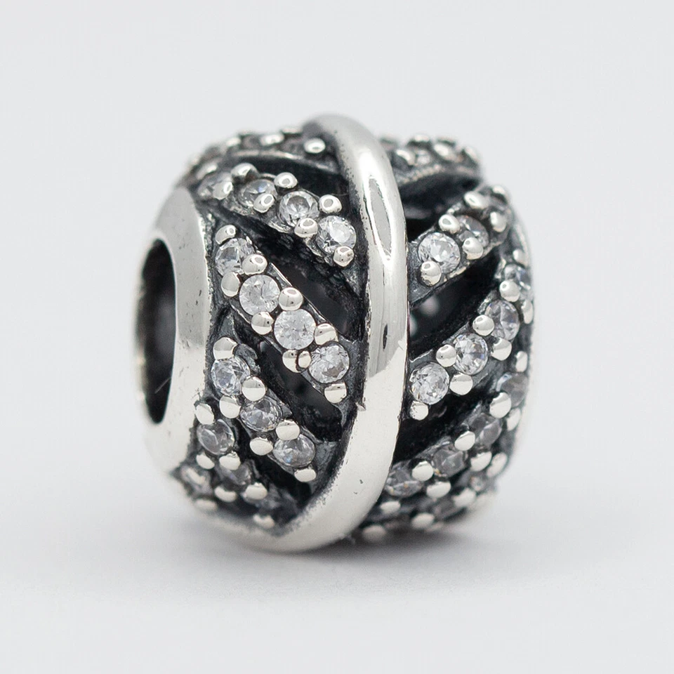 Authentic PANDORA Charm Light as a Feather Sterling Silver Bead 791186CZ