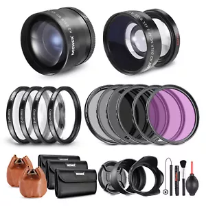 NEEWER 52mm Wide Angle/2.2X Telephoto Additional Lens&ND/UV/CPL/FLD Filter Set - Picture 1 of 8