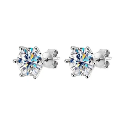3.5-8mm D Color Moissanite Diamond Stud Earrings 925 Sterling Silver Women Gift - Image 1 of 4