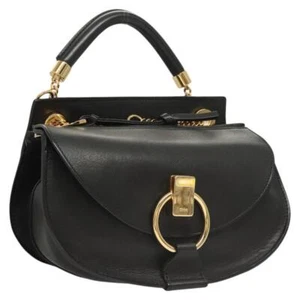 Chloe Goldie Hand Bag Leather Black Gold Auth sw713 - Picture 1 of 24