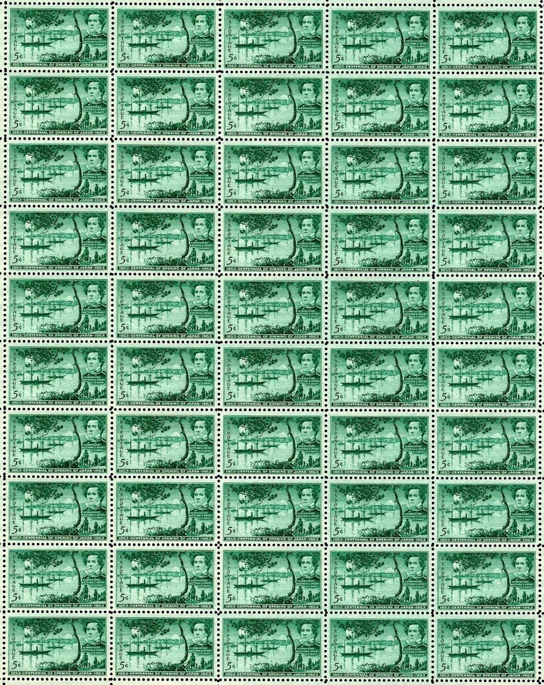 ADMIRAL PERRY -JAPAN- (1953) #1021 Full Mint -MNH- Sheet of 50 Postage Stamps - Image 1 of 1