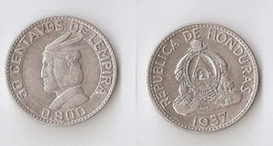 Honduras 50 centavos 1937 Chiefs head, High grade!!! - Picture 1 of 1