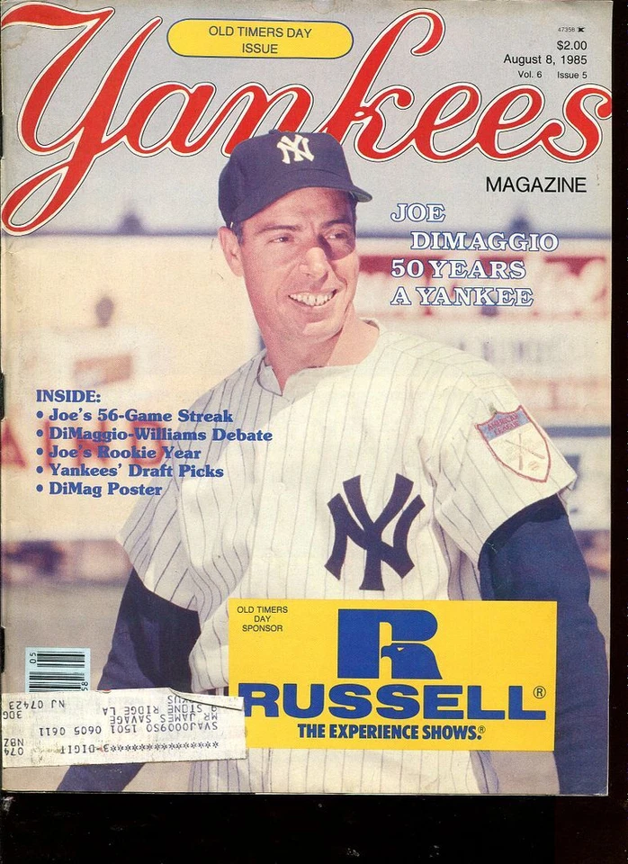 Baseball Program New York Yankees - 1985 - 8/8 - Magazine Joe Dimaggio Cover - Image 1 of 1