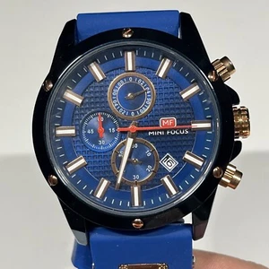 MINIFOCUS MINI FOCUS Sport Blue Quartz Watch 30 Meter Water Resistant - Picture 1 of 9