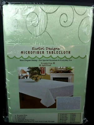 Microfiber Tablecloth 60x120 Lite Green EcoSol Designs Spill Proof Spring Easter - Image 1 of 4