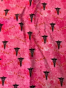 SYKEL ENTERPRISES pink NURSE #1180 Cotton fabric 40" x 45" - Picture 1 of 2