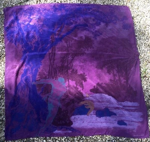 Vintage Walter Albini Crepe de Chine Seidentuch 114 x 114 cm lila selten - Bild 1 von 9