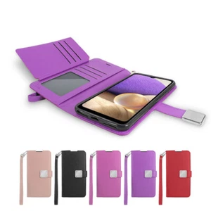 Für Samsung Galaxy A12 Etui Geldbörse Extra Kartenhalter Leder Folio Cover Etui - Bild 1 von 19