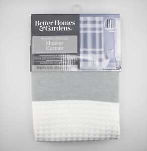 Better Homes & Gardens Waffle Weave Stripe 90 Degree Turn Shower Curtain 72”x72”