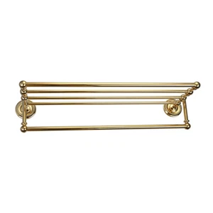 Gold Wall Mount Bathroom Towel Rack 2 Layers 5 Levers Tower Shelf Hanger - Picture 1 of 2