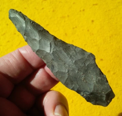 3-7/8" STEMMED ARCHAIC KNIFE PENNSYLVANIA ARROWHEAD Authentic Indian Artifact - Image 1 of 4