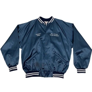 Vintage Amateur Pool League NSAPL Varsity Jacket Men's Size XXL Storm Blue Nylon - Picture 1 of 10