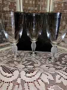 Crystal Wine Water Glass Goblets cut pineapple faceted Elegant Bar 3 Set Party - Picture 1 of 7