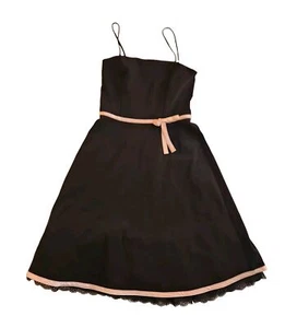 BCX schwarzes Spaghettiträgerkleid mit rosa Schleife & Spitze Größe 13 - Bild 1 von 6