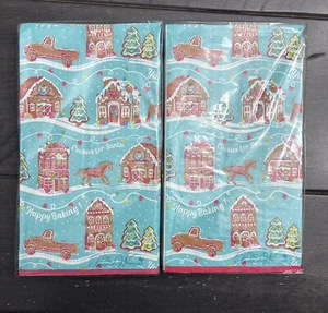 PIONEER WOMAN GINGERBREAD Teal NAPKINS 2 Packs (24 CT ) 48 Total NEW Christmas - Picture 1 of 3