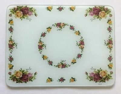 Royal Albert OLD COUNTRY ROSES Tempered Glass Serving Cutting Board Tray - Image 1 of 4