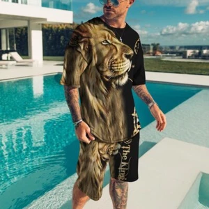 Men's Outfit Sportswear Oversized 3d Printed T-Shirt Shorts Men's T-Shirt Outfit - Picture 1 of 22