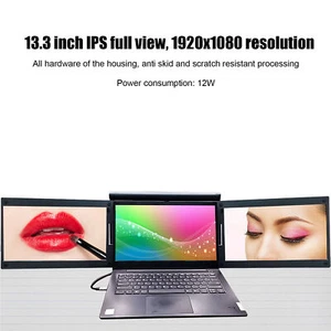 (X50)13.3 Triple Laptop Screen Extender 1080P HDR Folding Portable Monitor - Picture 1 of 11