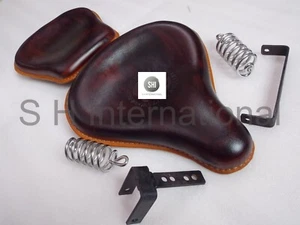 Front & Rear Seat Leather Antique Brown Fit For Royal Enfield Classic 350 500 - Picture 1 of 20