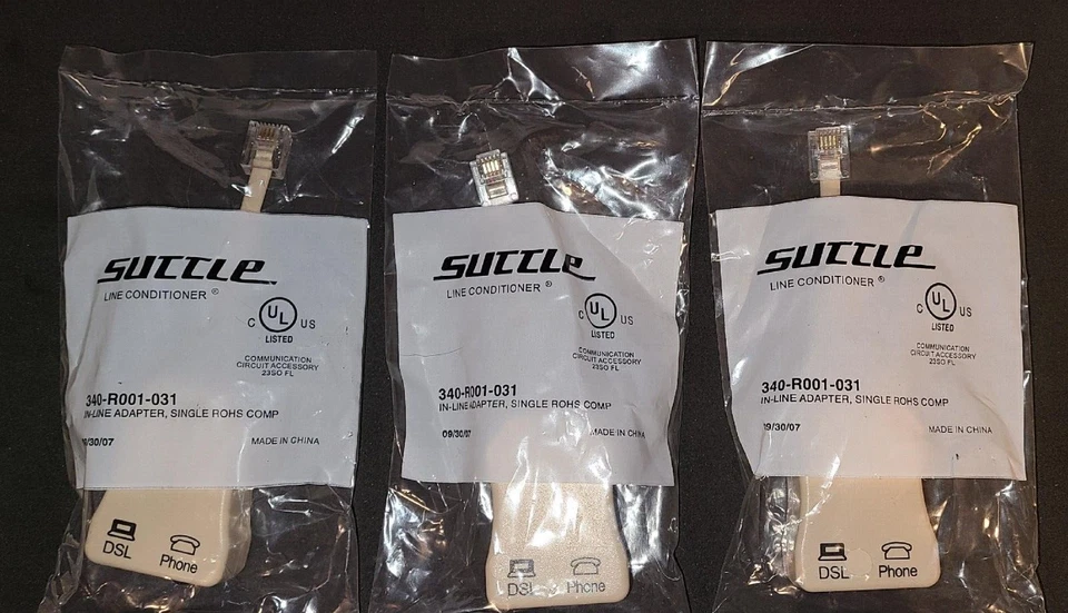 In-Line DSL Splitter Filter, In Line Conditioner, For Telephone 3 Packs New - Image 1 of 1