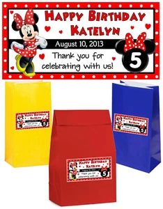 10 PEGATINAS DE ETIQUETAS DE BOLSA MINNIE MOUSE PARA BOLSAS DE TRATAMIENTO PESONALIZADAS 2 X 4 PULGADAS - Imagen 1 de 1
