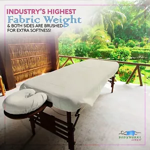 Massage Table 100% Double Brushed Cotton Flannel Sheet set 3 pcs Natural Color - Picture 1 of 6