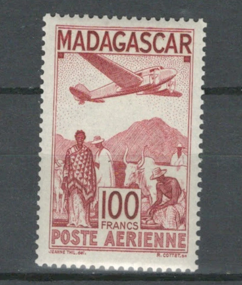 MADAGASCAR FRENCH COLONIES CULTURES AIRPLANES 100F  MNH STAMP LOT (MAD 511) - Image 1 of 1