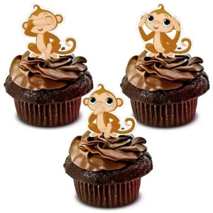 Monkey Stand Up Cup Cake Toppers Edible Birthday Party Decorations - Picture 1 of 1