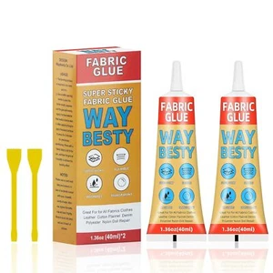 Fabric Glue,Waterproof Strong Fabric & Leather Adhesive,Permanent Clear Washable - Picture 1 of 8