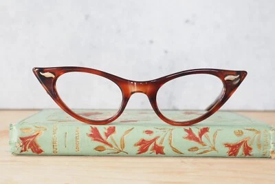 Vintage cateye eyeglasses 1960s By Foremost optical NOS USA new old stock brown - Image 1 of 4