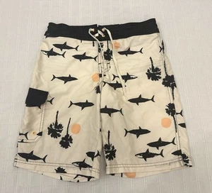 Art Class Off Wife Black Shark Print Swim Trunks Lined Adj Waist Size 12 Target - Picture 1 of 8