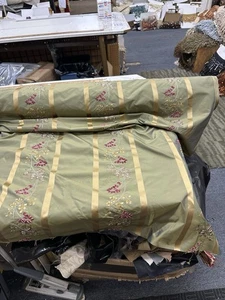 CORTINAS BORDADAS 100% TAFETÁN SEDA RAYAS DECORACIÓN DEL HOGAR Vendido por Yarda - Imagen 1 de 1