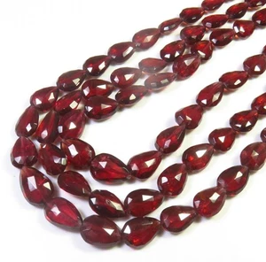 Natural Red Mozambique Garnet Pear Faceted Gems Beads 7-11mm 4"Strand LC-1892 - Picture 1 of 11