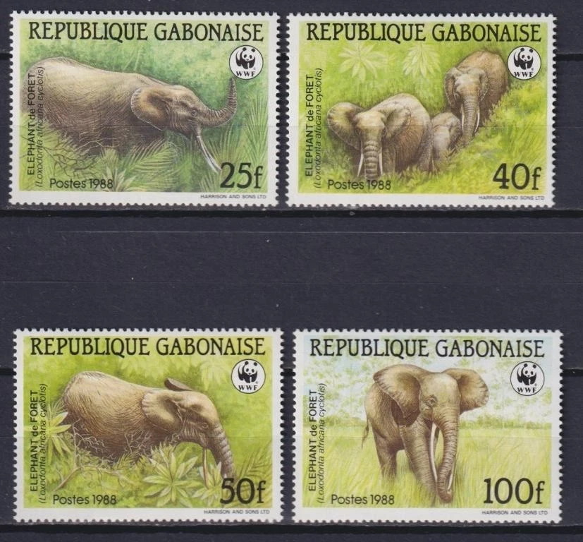 Gabón 1988 Fauna, Animales Salvajes, Elefantes, WWF MNH** Foto 1 de 1