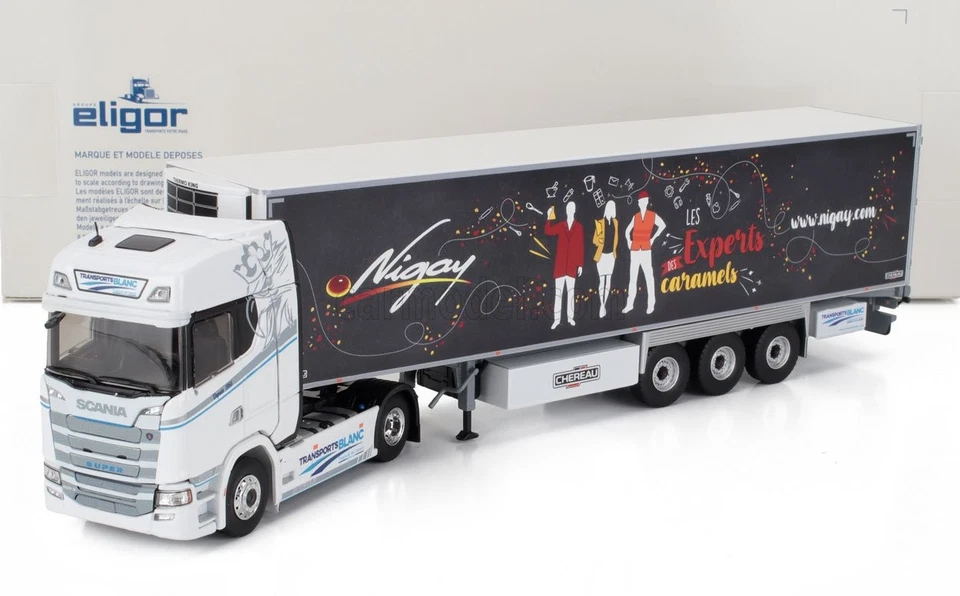 1/43 ELIGOR - SCANIA - S500 SEMI FRIGO TRUCK CASSONATO BLANC TRANSPORTS 118498