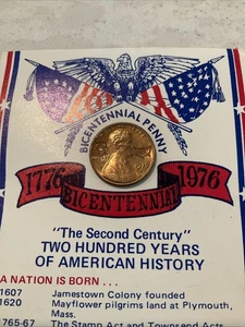 1976 Bicentennial 1975 D Over-Stamped 1c One Cent Penny American History Card - Bild 1 von 2
