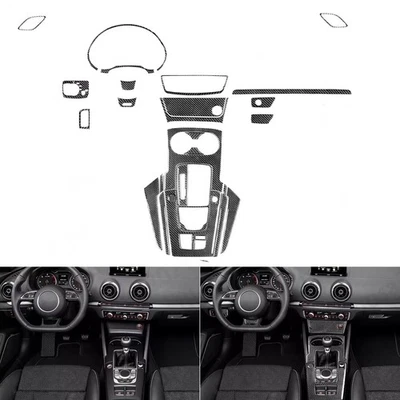 Kits de 32 piezas de embellecedor de tablero interior completo de fibra de carbono real para Audi A3 S3 RS3 8V 13-19 Foto 1 de 4