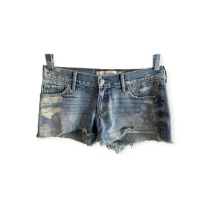 Abercrombie & Fitch Low Rise Shorts Blue Denim, Distressed Size 0/25 - Picture 1 of 6