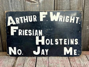 Frühe Volkskunst ARTHUR F WRIGHT Friesen Holsteins Eichelhäher ME Molkerei Holz Bauernhof Schild - Bild 1 von 12