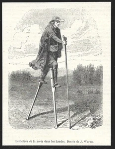 1859  --  LE FACTEUR DE LA POSTE DANS LES LANDES . 4C448 - Imagen 1 de 1