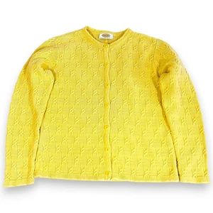 Talbots Damen SP Strickjacke Pullover gelb Zopfmuster Knopfleiste - Bild 1 von 7