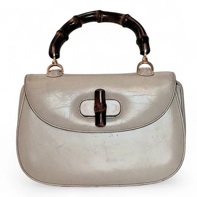 Bolso mediano Gucci vintage de bambú con asa superior de cuero crema Foto 1 de 4
