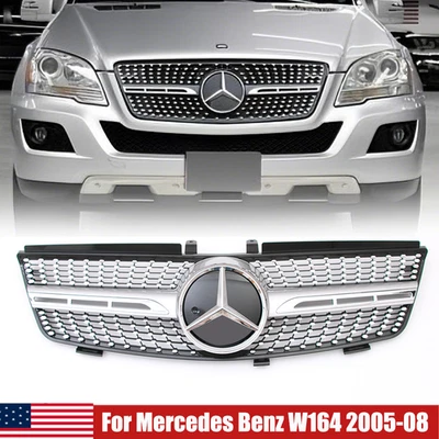 NEW Front Grille w/Star For Mercedes Benz W164 2005-2008 ML350 ML500 ML550 Grill - Imagem 1 de 4