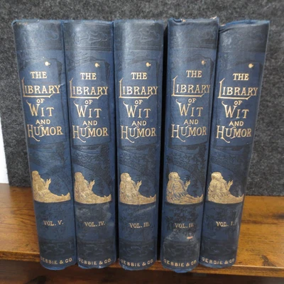 Library of Wit and Humor Illustrated Vol 1-5 Prose + Poetry 1894 Antique Collect - Image 1 of 4