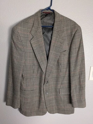 Abrigo deportivo Hart Schaffner & Marx para hombre 44 R marrón a cuadros lana virgen cuadros Glen  Foto 1 de 4