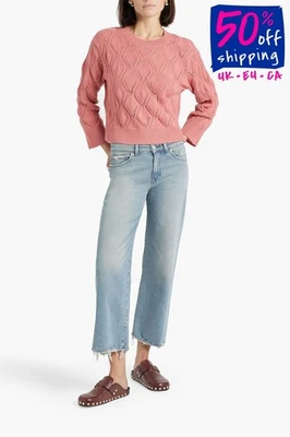 PVP €395 OTOÑO CACHEMIR Jersey Cachemira Talla L Punto Punto Cuello Redondo Recortado Foto 1 de 4