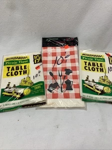 Lotto di 3 tovaglie da picnic in carta vintage anni 60 NOS - Foto 1 di 8